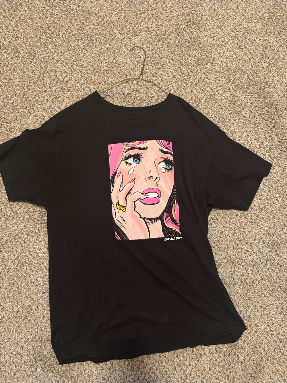 DGK Black Short Sleeve Tee with Pink Pop-Art Graphic